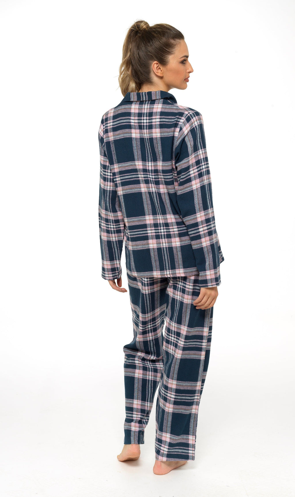 OLIVIA ROCCO Women's Flannelette Check Pyjama Set Soft Brushed Cotton With Elasticated Waistband UK Sizes 8-22 Classic Sleepwear