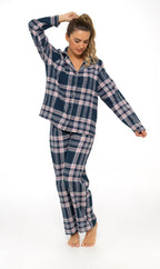 OLIVIA ROCCO Women's Flannelette Check Pyjama Set Soft Brushed Cotton With Elasticated Waistband UK Sizes 8-22 Classic Sleepwear