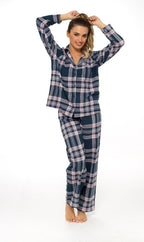 OLIVIA ROCCO Women's Flannelette Check Pyjama Set Soft Brushed Cotton With Elasticated Waistband UK Sizes 8-22 Classic Sleepwear