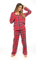 OLIVIA ROCCO Women's Flannelette Check Pyjama Set Soft Brushed Cotton With Elasticated Waistband UK Sizes 8-22 Classic Sleepwear