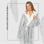 Daisy Dreamer Womens Shimmer Fleece Hooded Bath Robe Soft Plush Luxury Gown Cosy Winter