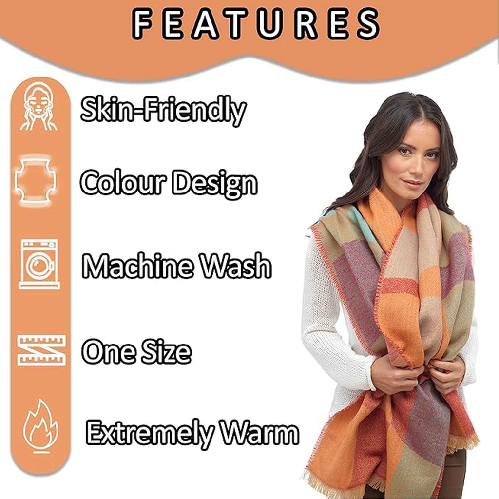 Sock Stack Women's Soft Woven Winter Scarves Lightweight Cosy Acrylic Wraps Multicolor
