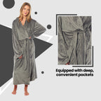 Daisy Dreamer Women's Stripe Jacquard Dressing Gown With Belt Pockets Shawl Collar
