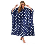 Daisy Dreamer Women's Oversized Hooded Poncho Blanket Super Soft Stars And Polka Dot