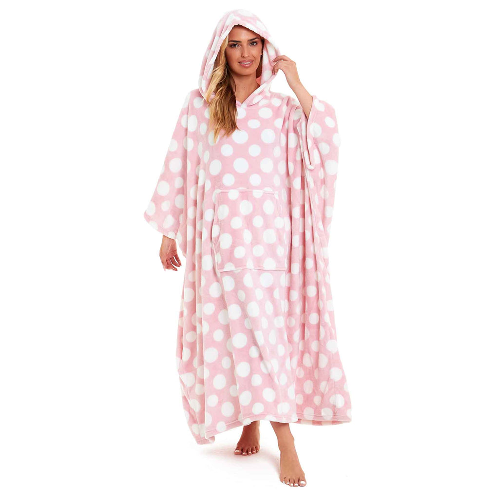 Daisy Dreamer Women's Oversized Hooded Poncho Blanket Super Soft Stars And Polka Dot