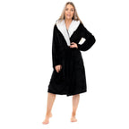 Daisy Dreamer Womens Plush Fleece Hooded Bathrobe Velvet Fluffy Loungewear Long Sleeve