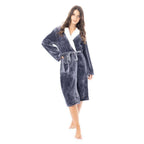 Daisy Dreamer Womens Plush Fleece Hooded Bathrobe Velvet Fluffy Loungewear Long Sleeve