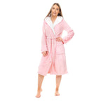 Daisy Dreamer Womens Plush Fleece Hooded Bathrobe Velvet Fluffy Loungewear Long Sleeve