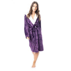 Daisy Dreamer Womens Plush Fleece Hooded Bathrobe Velvet Fluffy Loungewear Long Sleeve