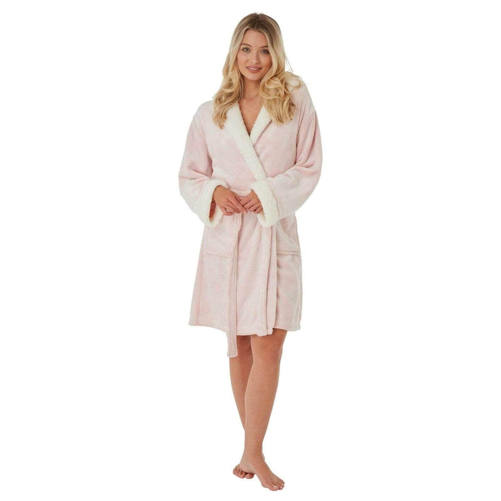 Daisy Dreamer Womens Plush Fleece Hooded Bathrobe Velvet Fluffy Loungewear Long Sleeve