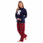 Daisy Dreamer Womens Polar Bear Fleece Pyjama Set Hooded Top Elasticated Pants Winter