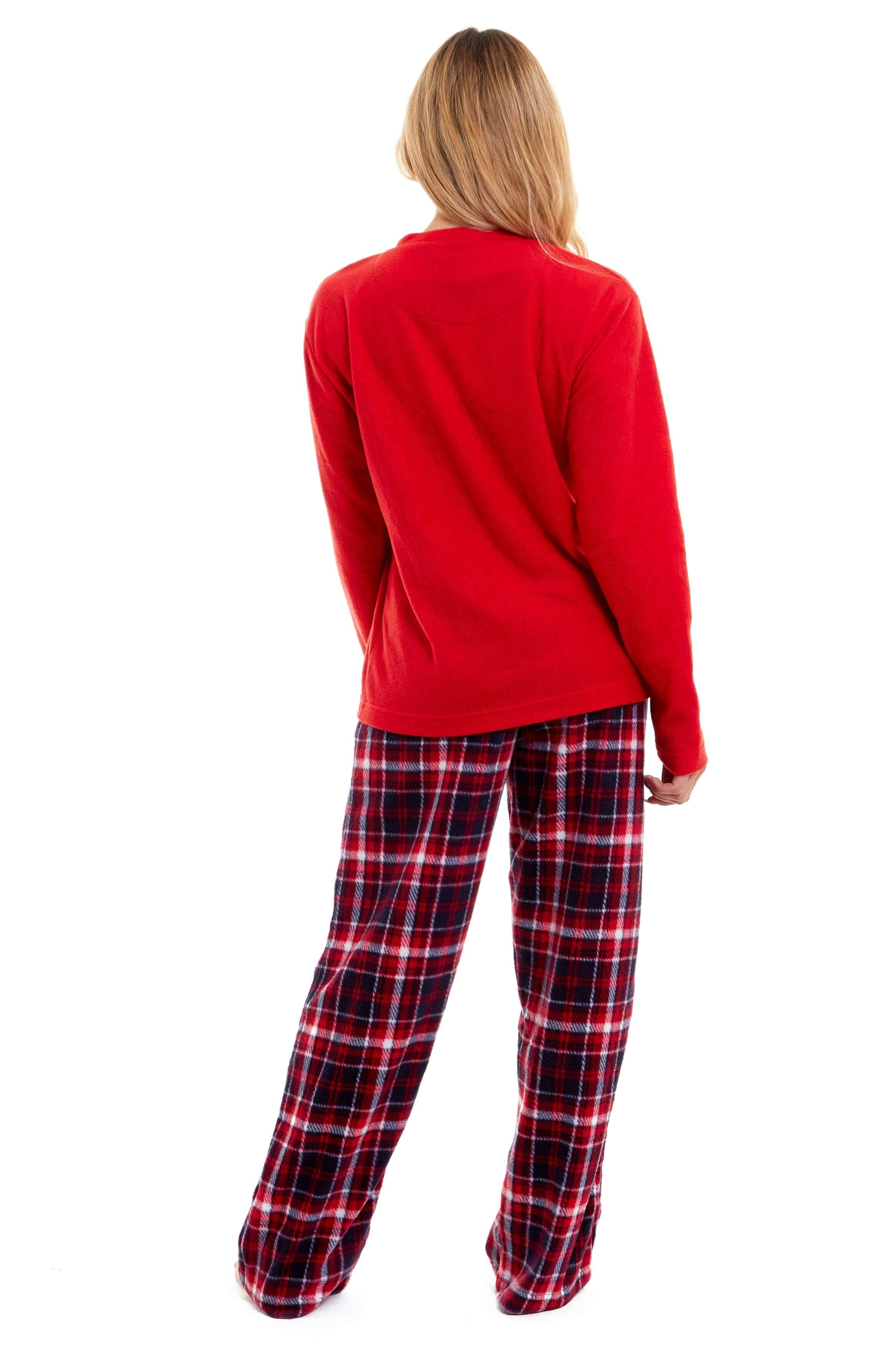 Daisy Dreamer Women's Reindeer Polar Fleece Pyjama Set With Hooded Top Cosy Winter