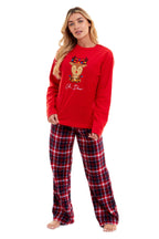 Daisy Dreamer Women's Reindeer Polar Fleece Pyjama Set With Hooded Top Cosy Winter