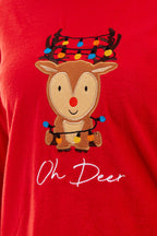 Daisy Dreamer Women's Reindeer Polar Fleece Pyjama Set With Hooded Top Cosy Winter