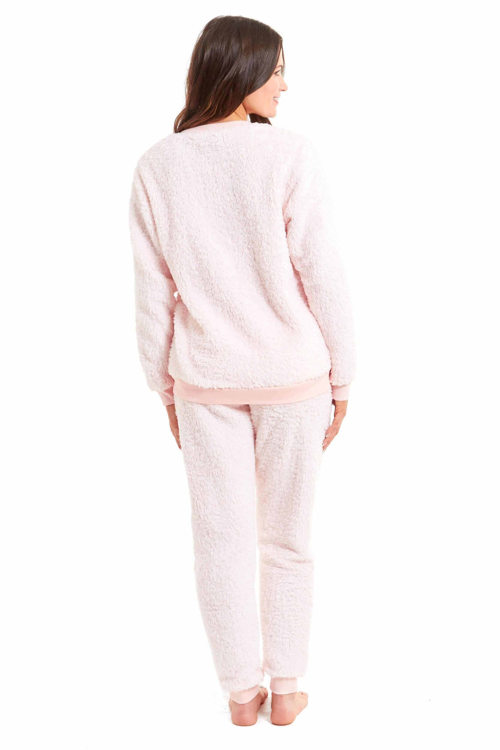 Daisy Dreamer Womens Teddy Fleece Lounge Set Fluffy Cosy Crew Neck Pyjama Stretchable