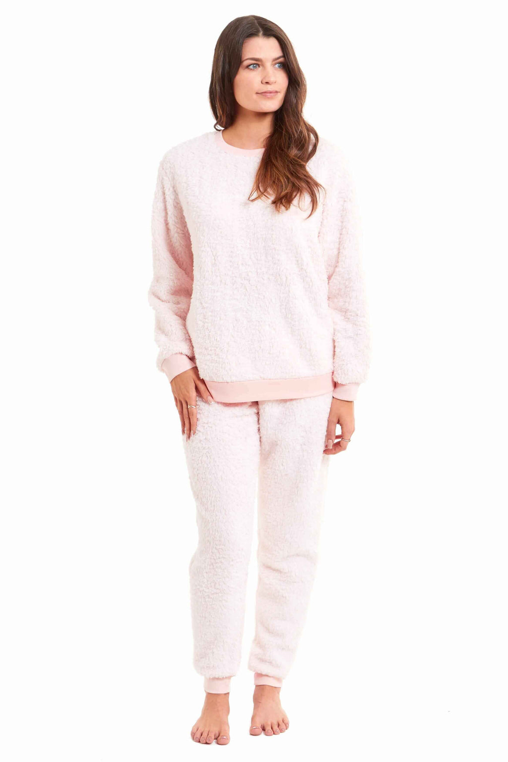 Daisy Dreamer Womens Teddy Fleece Lounge Set Fluffy Cosy Crew Neck Pyjama Stretchable