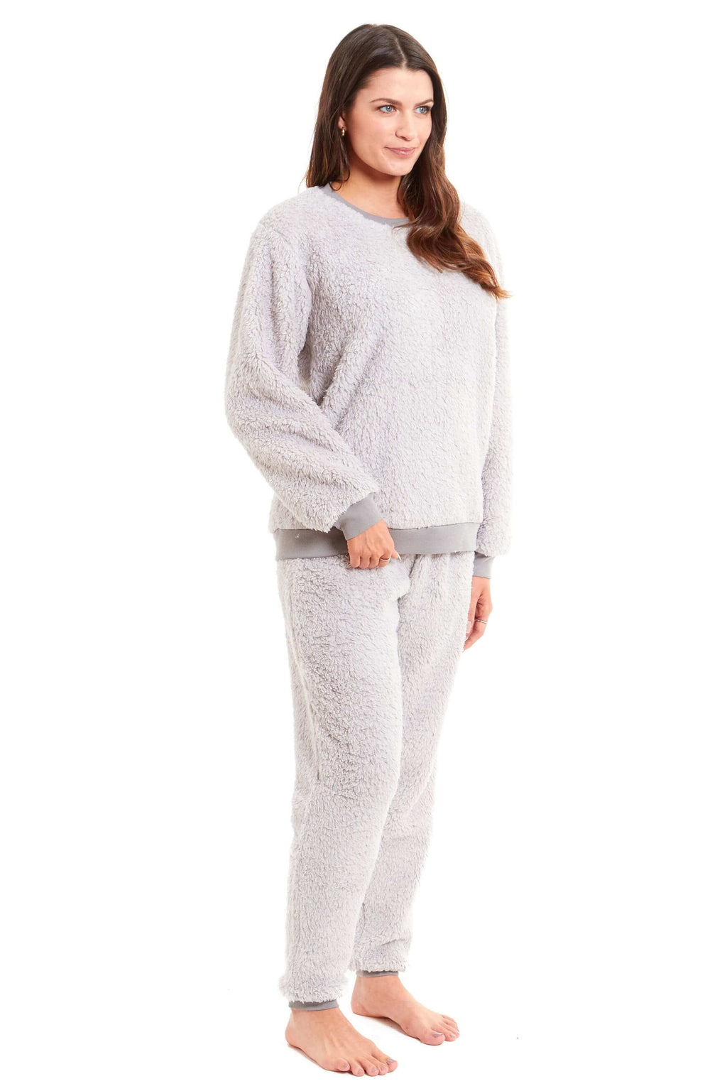 Daisy Dreamer Womens Teddy Fleece Lounge Set Fluffy Cosy Crew Neck Pyjama Stretchable