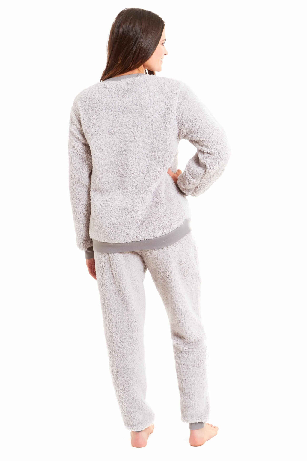 Daisy Dreamer Womens Teddy Fleece Lounge Set Fluffy Cosy Crew Neck Pyjama Stretchable