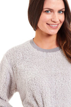 Daisy Dreamer Womens Teddy Fleece Lounge Set Fluffy Cosy Crew Neck Pyjama Stretchable
