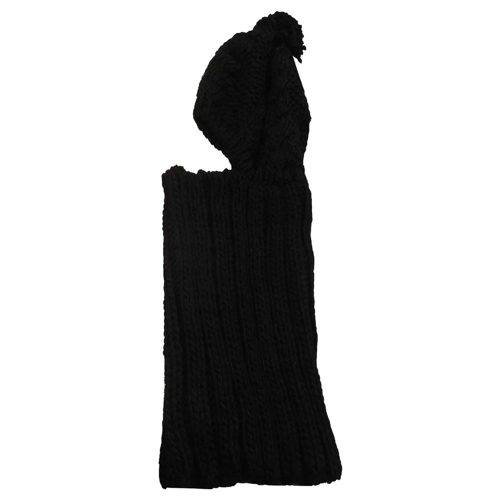Sock Stack Women's Thermal Beanie Hat 2-In-1 Snood Scarf Cable Knit Pom Pom Winter