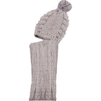 Sock Stack Women's Thermal Beanie Hat 2-In-1 Snood Scarf Cable Knit Pom Pom Winter