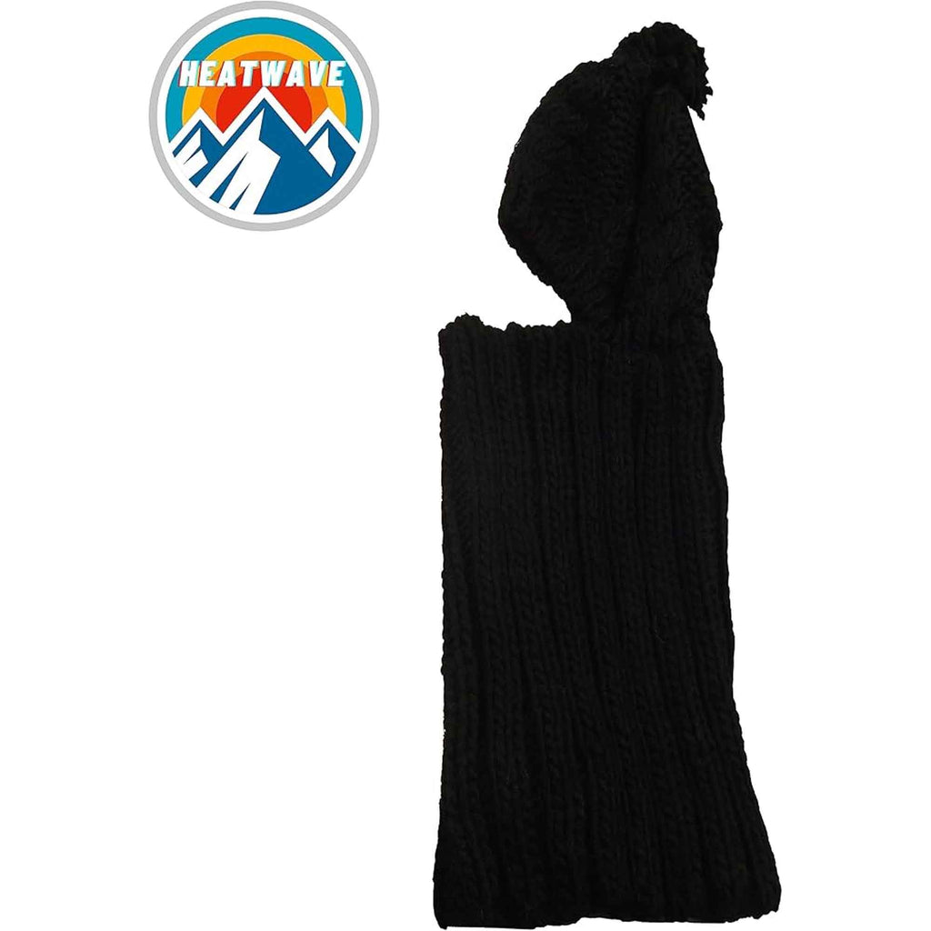 Sock Stack Women's Thermal Beanie Hat 2-In-1 Snood Scarf Cable Knit Pom Pom Winter