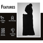 Sock Stack Women's Thermal Beanie Hat 2-In-1 Snood Scarf Cable Knit Pom Pom Winter