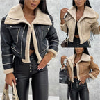 Women's Faux Leather Motorcycle Jacket – Short Moto Biker Coat