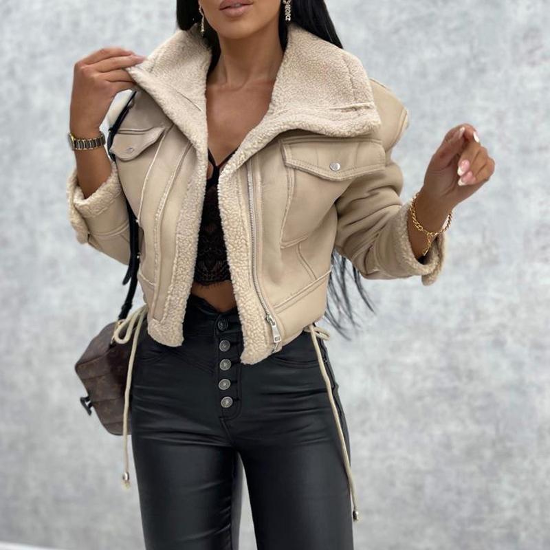 Women's Faux Leather Motorcycle Jacket – Short Moto Biker Coat