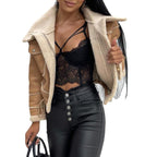 Women's Faux Leather Motorcycle Jacket – Short Moto Biker Coat