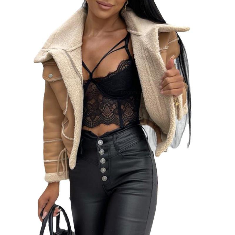 Women's Faux Leather Motorcycle Jacket – Short Moto Biker Coat