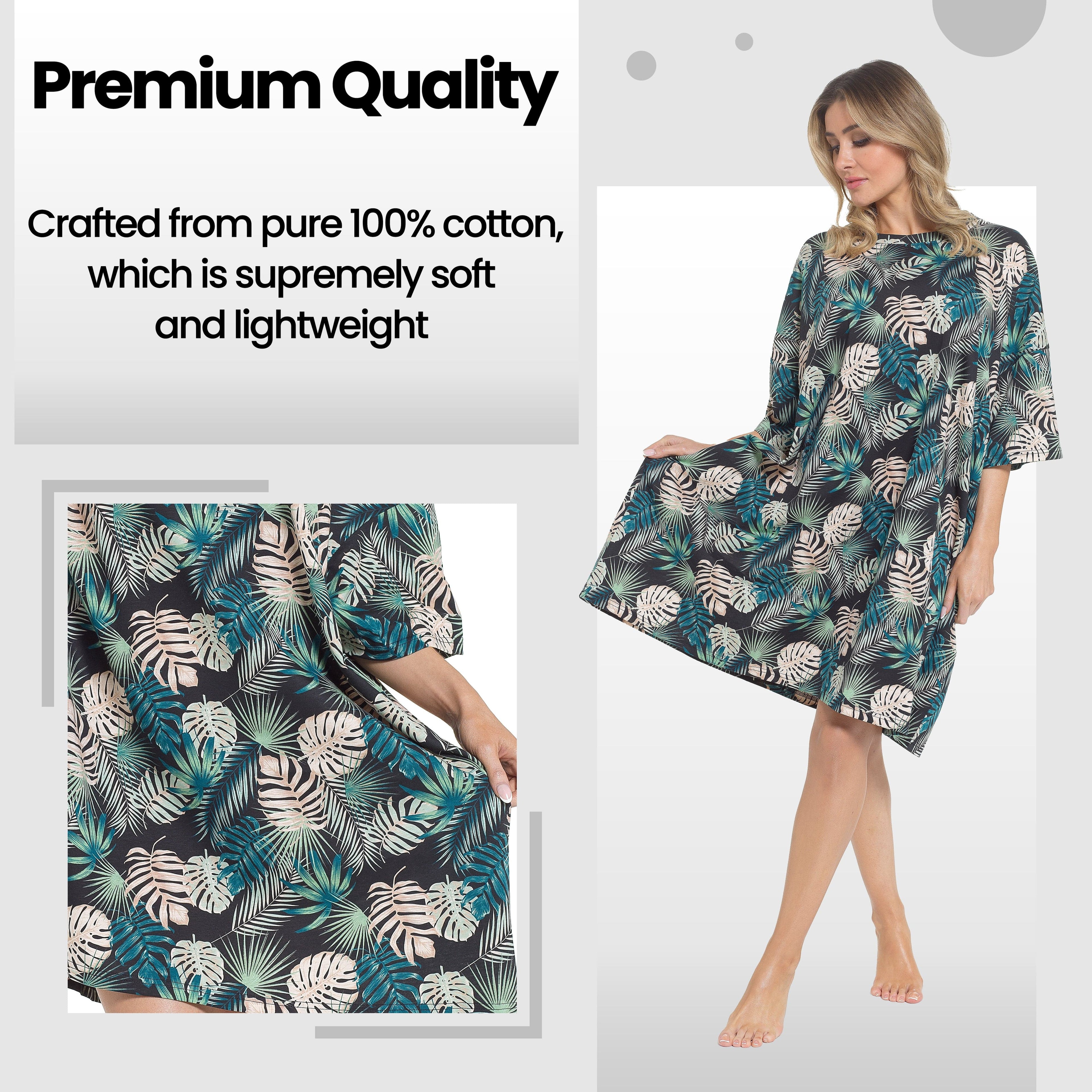 Daisy Dreamer Womens Tropical Baggy Nighty Dress Oversized T Shirt Nighties One Hundred