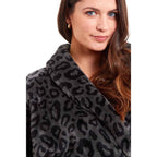Daisy Dreamer Women's Leopard Print Plush Fleece Bath Robe Dressing Gown Ultra Soft