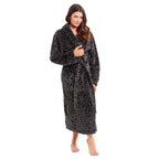 Daisy Dreamer Women's Leopard Print Plush Fleece Bath Robe Dressing Gown Ultra Soft