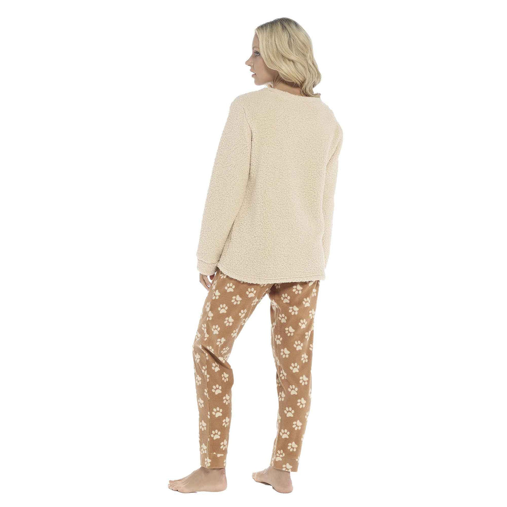 Daisy Dreamer Women's Pyjama Set Ultra Soft Fleece Dog Snuggle Elasticated Patterned