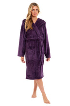 OLIVIA ROCCO Women's Hooded Plush Fleece Dressing Gown Ultra-Soft Velvet Bathrobe For Winter Lounging And Relaxation At Home