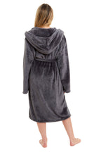 OLIVIA ROCCO Women's Hooded Plush Fleece Dressing Gown Ultra-Soft Velvet Bathrobe For Winter Lounging And Relaxation At Home
