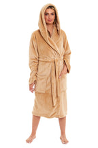 OLIVIA ROCCO Women's Hooded Plush Fleece Dressing Gown Ultra-Soft Velvet Bathrobe For Winter Lounging And Relaxation At Home