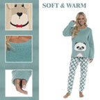 Daisy Dreamer Panda Ultra Soft Snuggle Fleece Pyjama Set For Women Cosy Winter Cosy Cotton Rich Nightwear Set