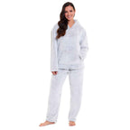 Daisy Dreamer Womens Plush Fleece Hooded Pyjama Set Ultra Soft Winter Nightwear Easy-Care Cotton Rich Sleep Set