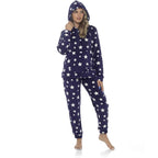 Daisy Dreamer Women's Plush Fleece Hooded Pyjama Set With Star Design Ultra-Soft