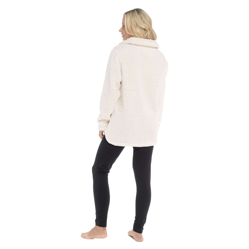Daisy Dreamer Women's Sherpa Lounge Set With Double Pocket Top And Leggings Ultra-Soft Cozy Pajamas For Chilly Days Sizes S-XXL