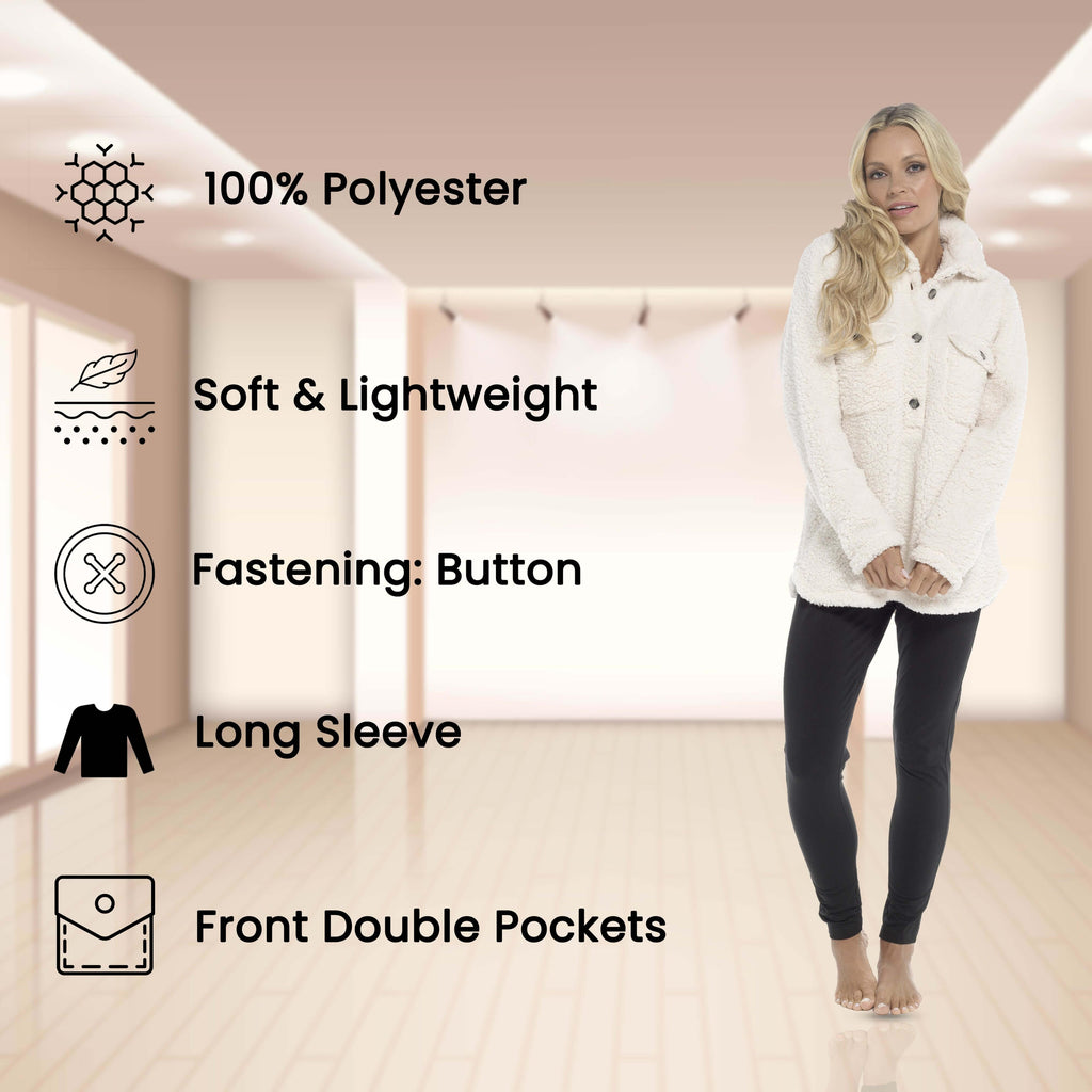 Daisy Dreamer Women's Sherpa Lounge Set With Double Pocket Top And Leggings Ultra-Soft Cozy Pajamas For Chilly Days Sizes S-XXL