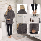 Daisy Dreamer Women's Sherpa Lounge Set With Double Pocket Top And Leggings Ultra-Soft Cozy Pajamas For Chilly Days Sizes S-XXL