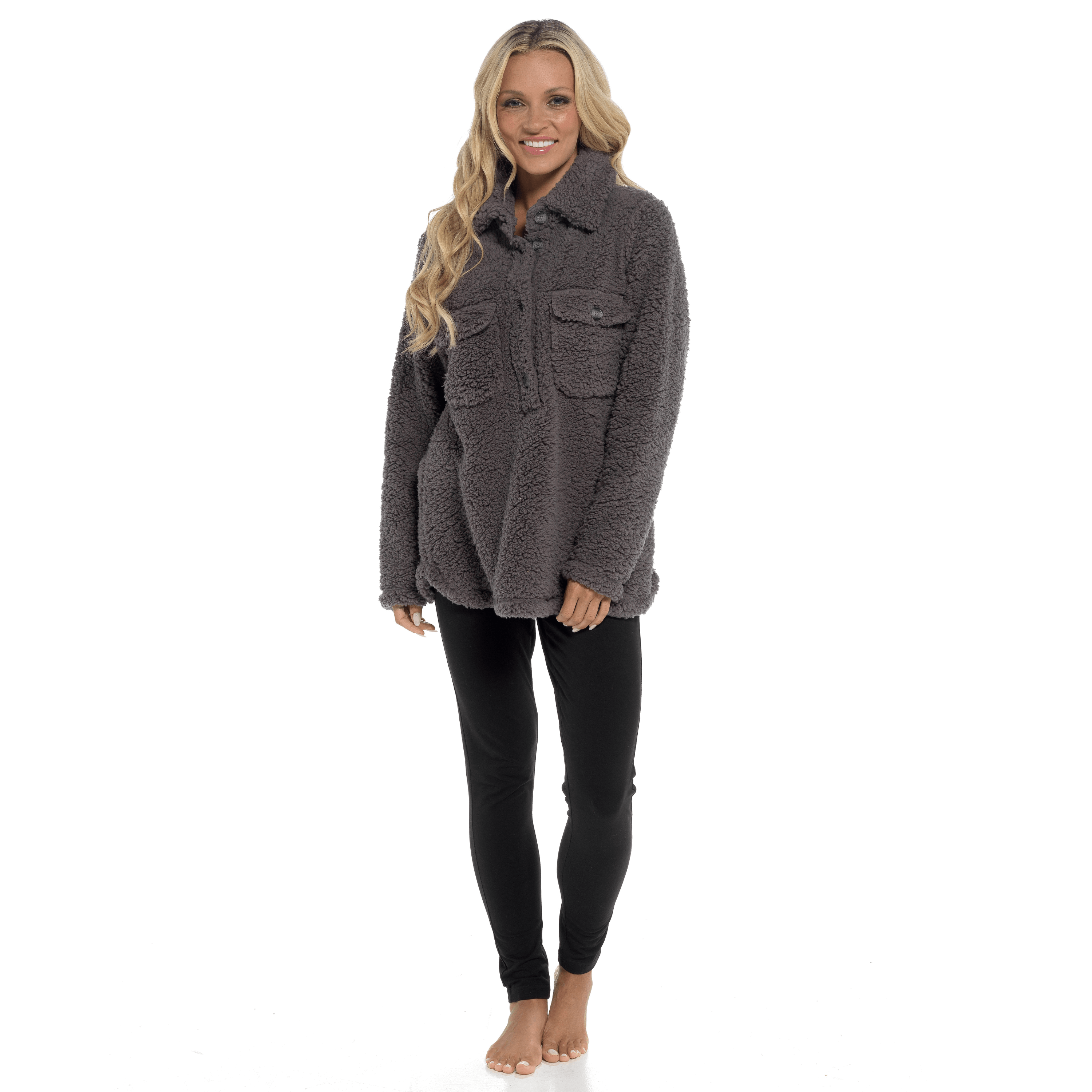 Daisy Dreamer Women's Sherpa Lounge Set With Double Pocket Top And Leggings Ultra-Soft Cozy Pajamas For Chilly Days Sizes S-XXL