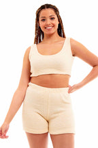Daisy Dreamer Womens Teddy Fleece Crop Top And Shorts Pyjama Loungewear Set Ultra Soft