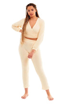 Daisy Dreamer Women's Teddy Fleece Loungewear Set With Long Sleeve Wrap Top And Stretch