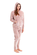 Daisy Dreamer Women's Velour Fleece Hooded Zip Track Suit Velvet Loungewear Set Elastic