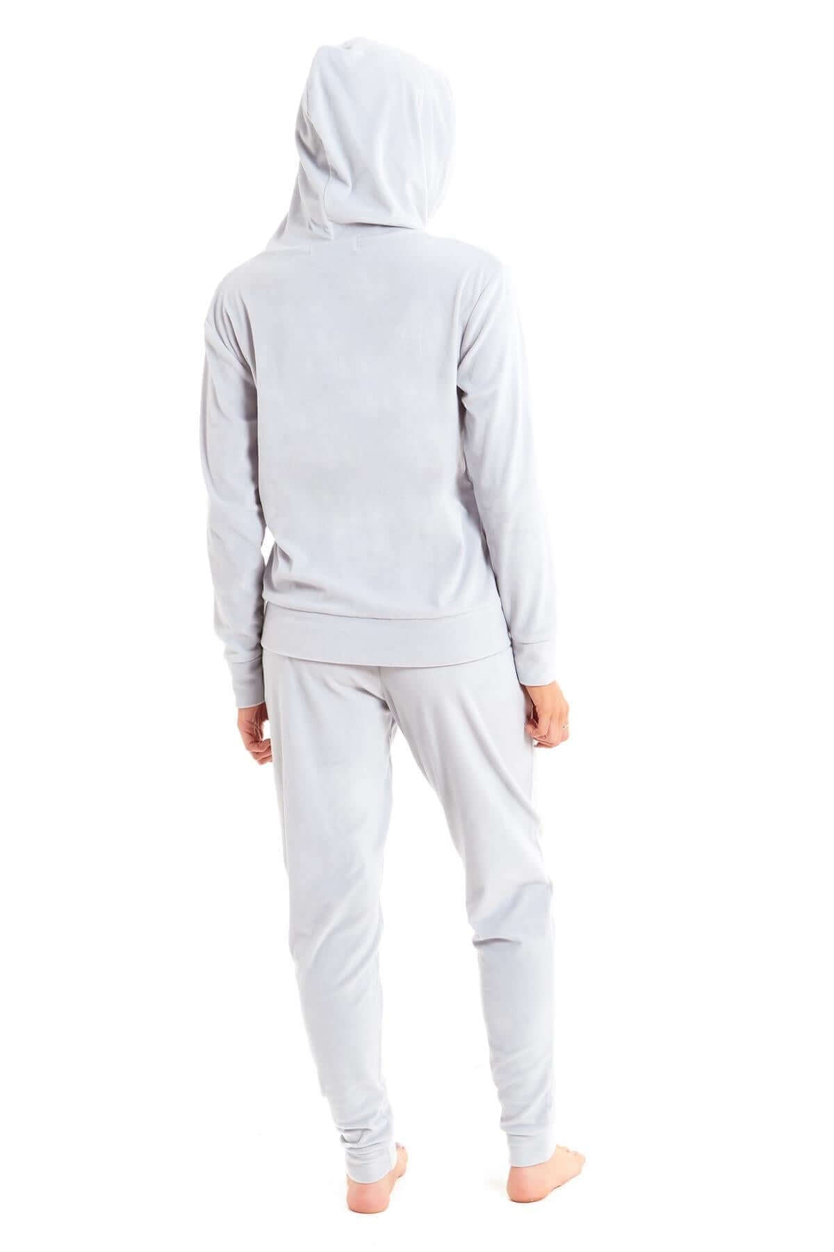 Daisy Dreamer Women's Velour Fleece Hooded Zip Track Suit Velvet Loungewear Set Elastic