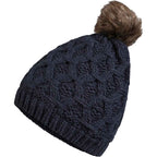 Sock Stack Womens Waterproof Thinsulate Insulated Chunky Beanie Hat With Pom Pom Cable